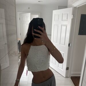 Forever 21 White Sequin Tank Size Small